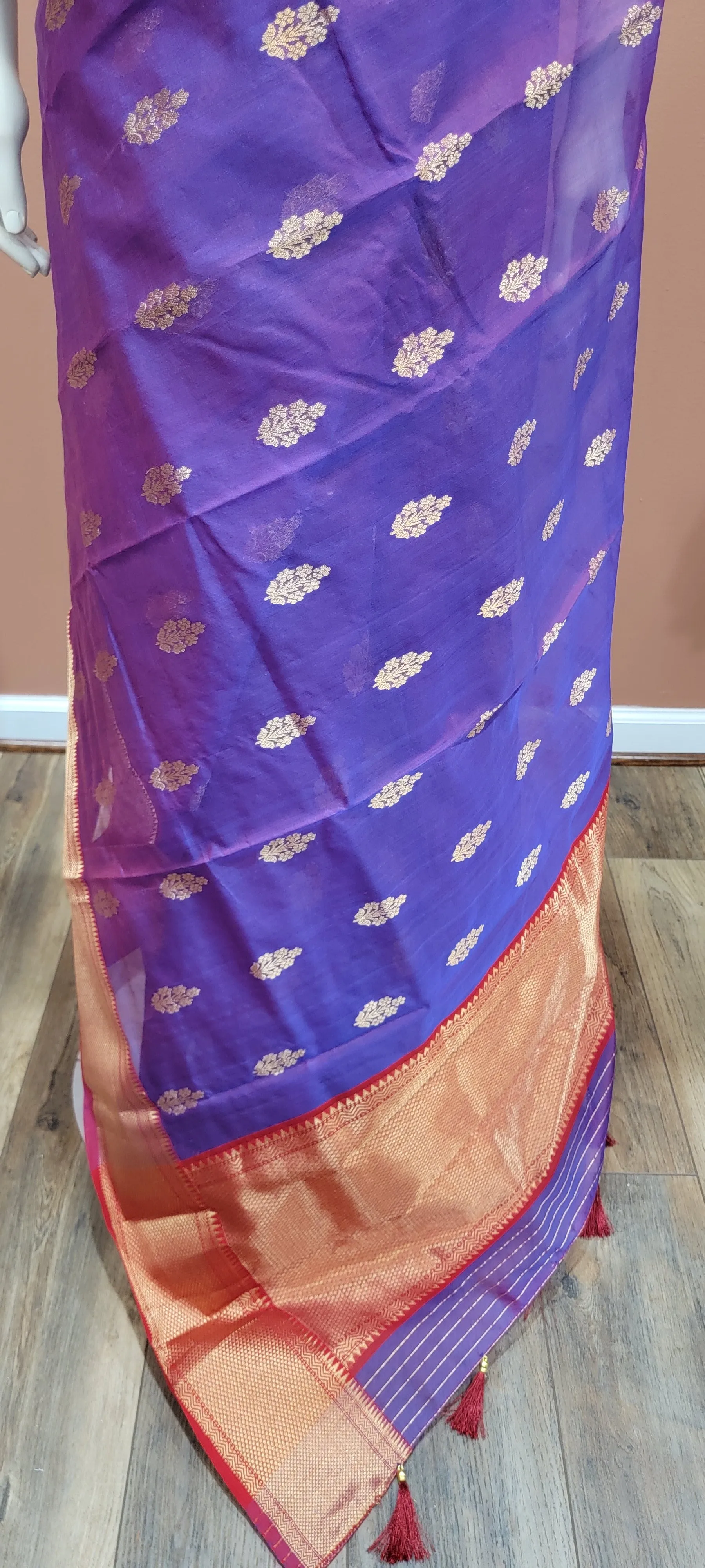 Katan Chanderi Silk Saree in Violet