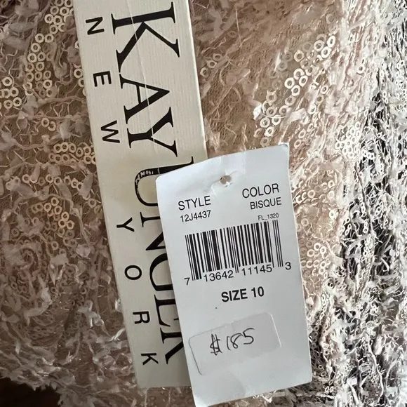 Kay Unger Bisque Lace &amp; sequins overlay bolero jacket NWT