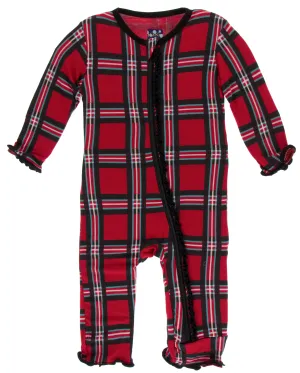 KicKee Pants Christmas Plaid 2019 Muffin Ruffle Coverall with Zipper