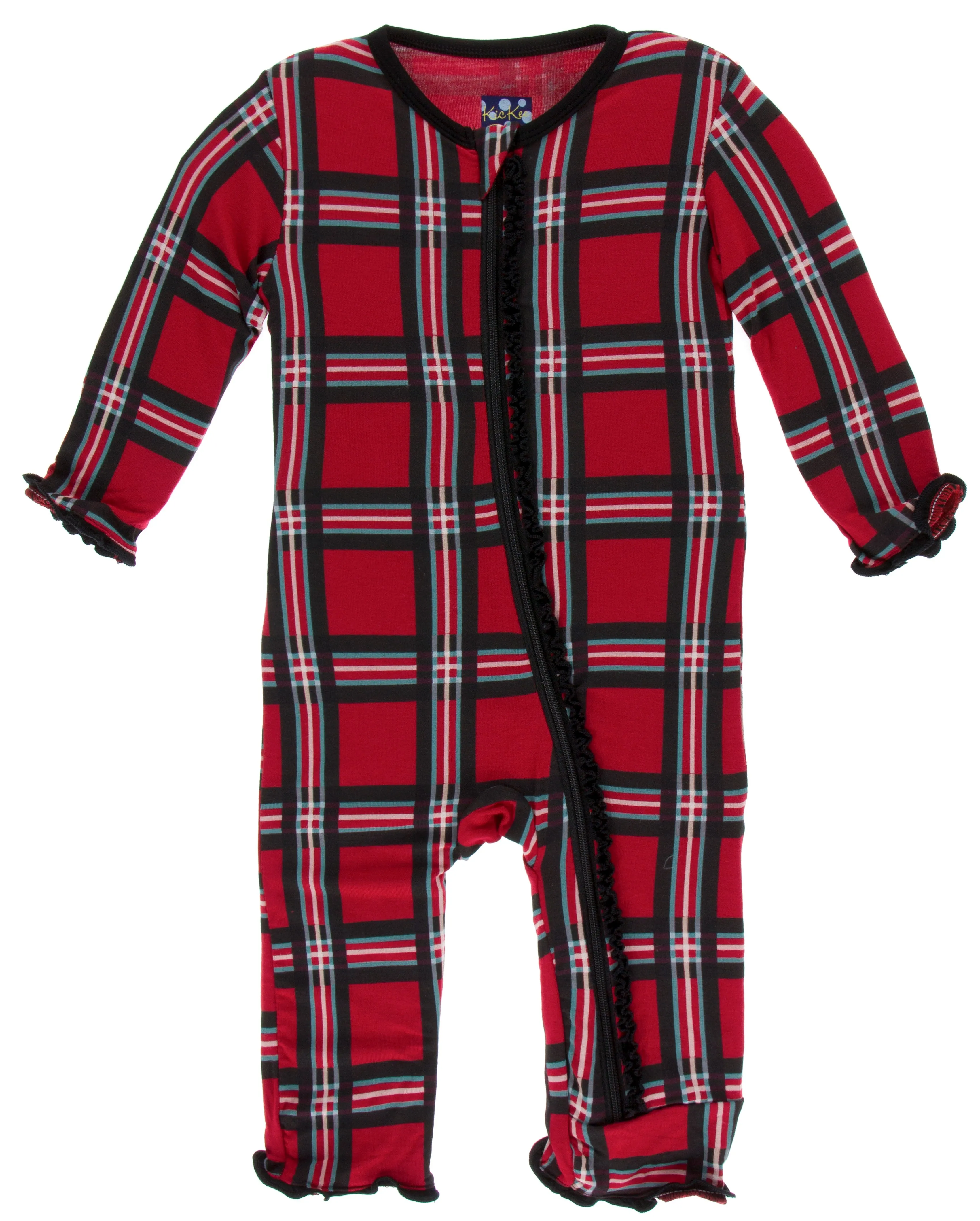 KicKee Pants Christmas Plaid 2019 Muffin Ruffle Coverall with Zipper
