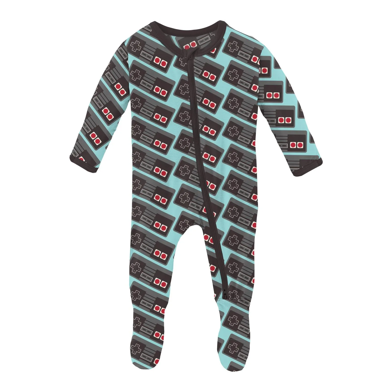 KicKee Pants Summer Sky Retro Game Controller Footie with 2 Way Zipper
