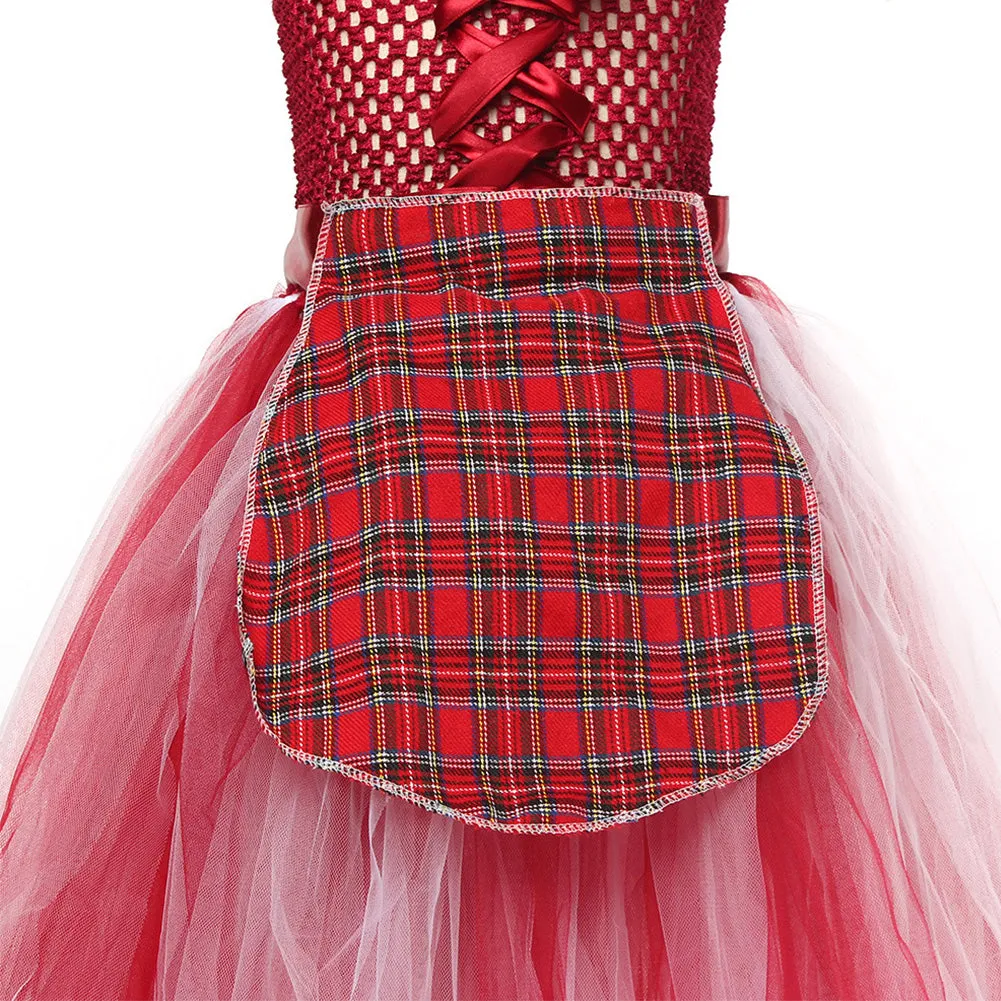 Kids Girls Hocus Pocus  Mary Sanderson Mesh Dress Halloween Carnival Suit