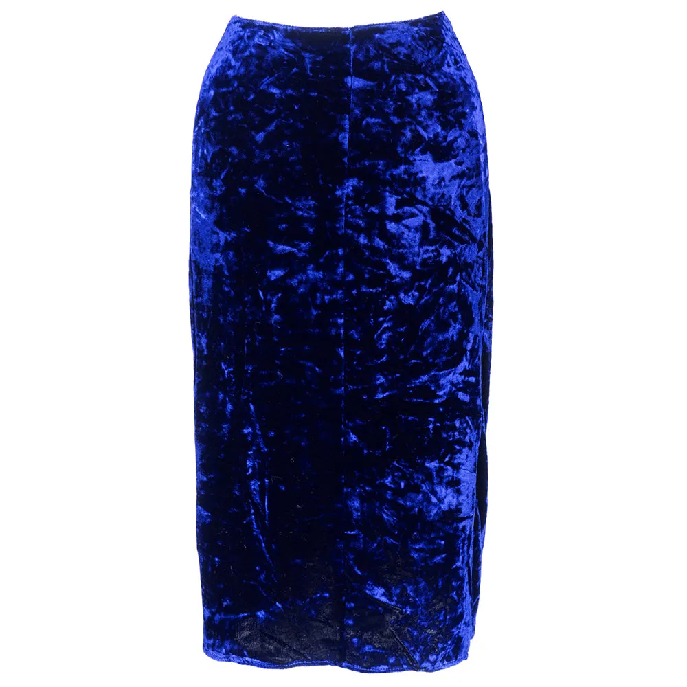 KRIZIA 90s Midnight Blue Velvet Skirt Suit