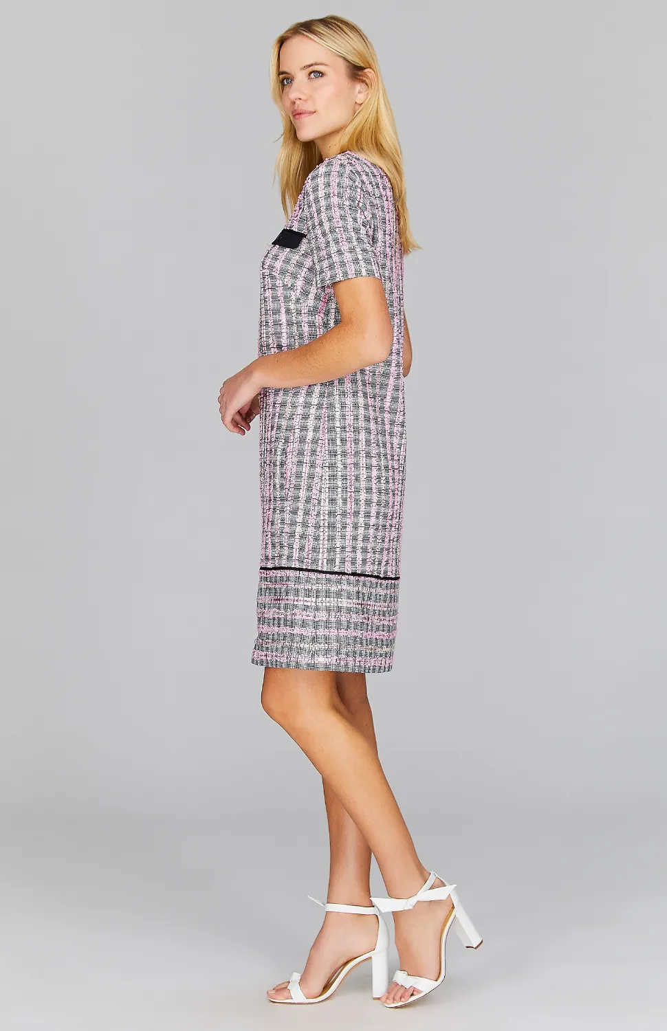 Kyoto Tweed Short Sleeve Shift Dress