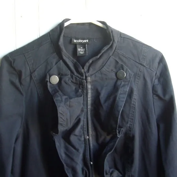 Lane Bryant Black Ruffle Military Jacket - Size 14