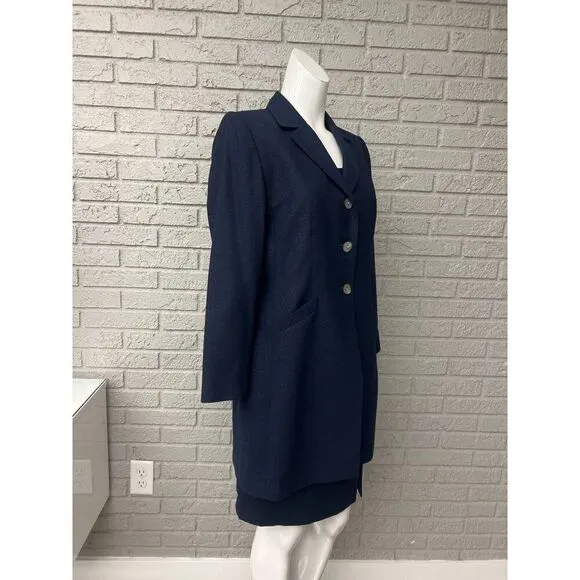 Le Suit Petite Women Navy 3 PCS Skirt Suit Size 8P