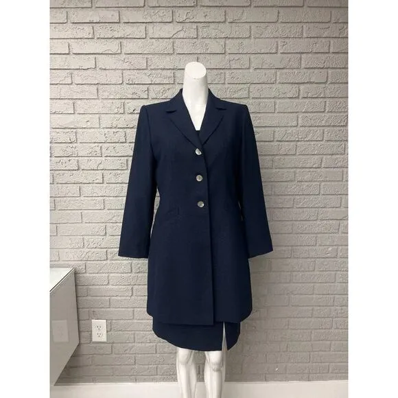 Le Suit Petite Women Navy 3 PCS Skirt Suit Size 8P