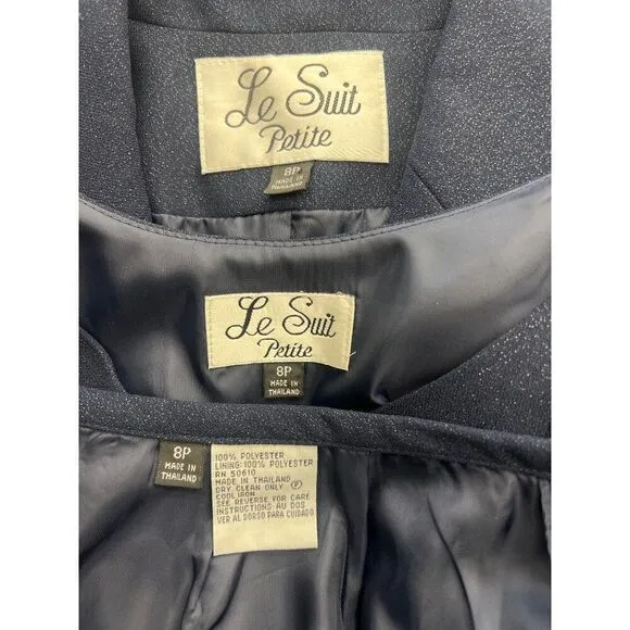 Le Suit Petite Women Navy 3 PCS Skirt Suit Size 8P