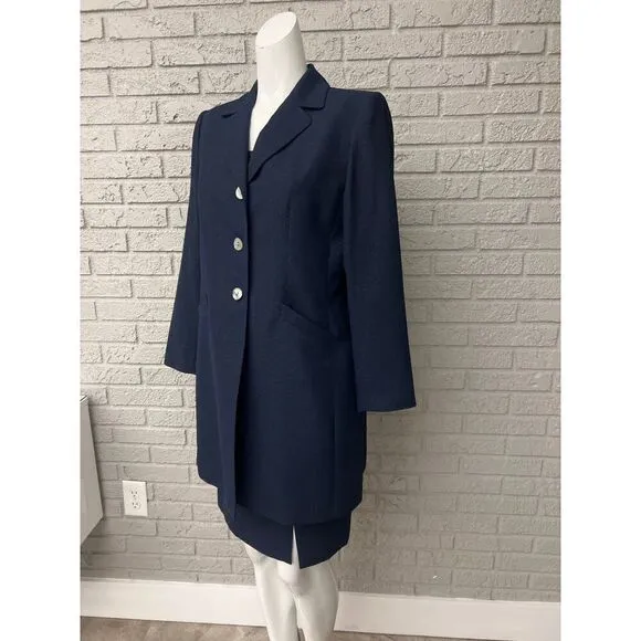 Le Suit Petite Women Navy 3 PCS Skirt Suit Size 8P