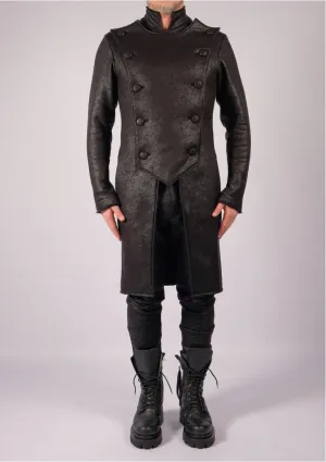 Leather Effect Military Coat