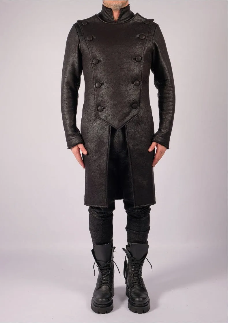 Leather Effect Military Coat