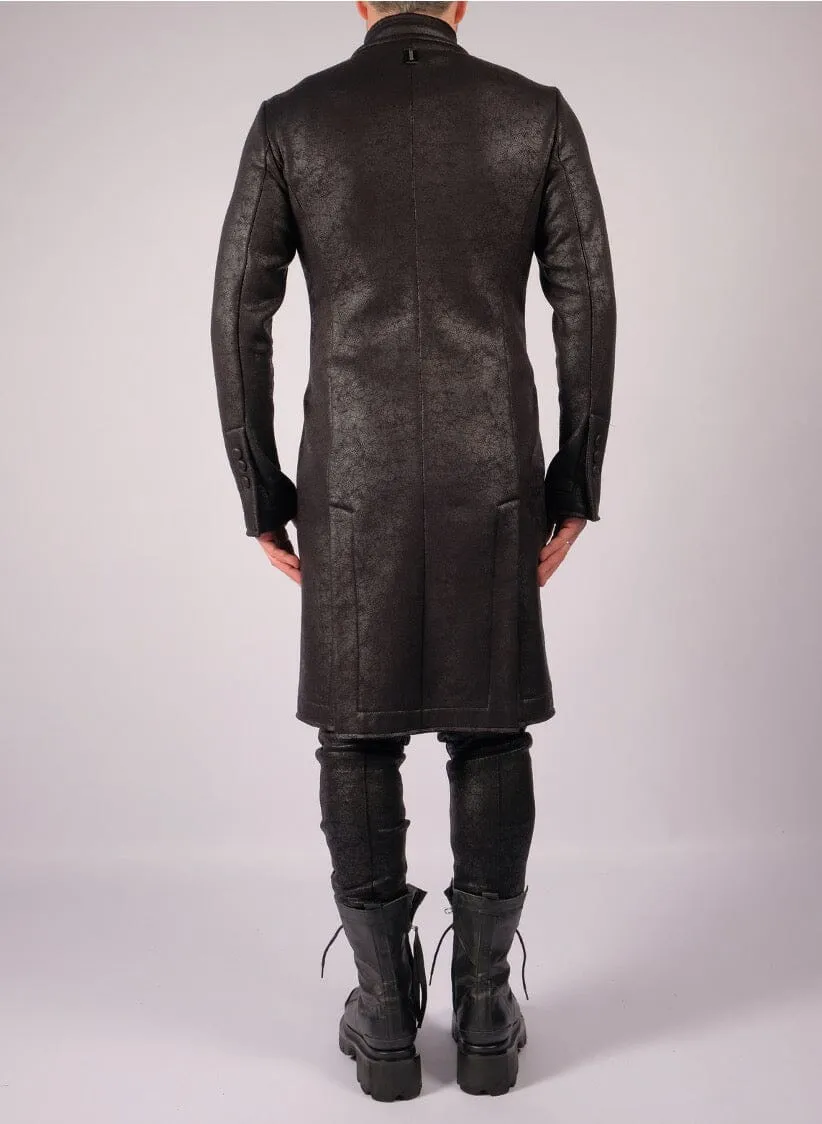 Leather Effect Military Coat