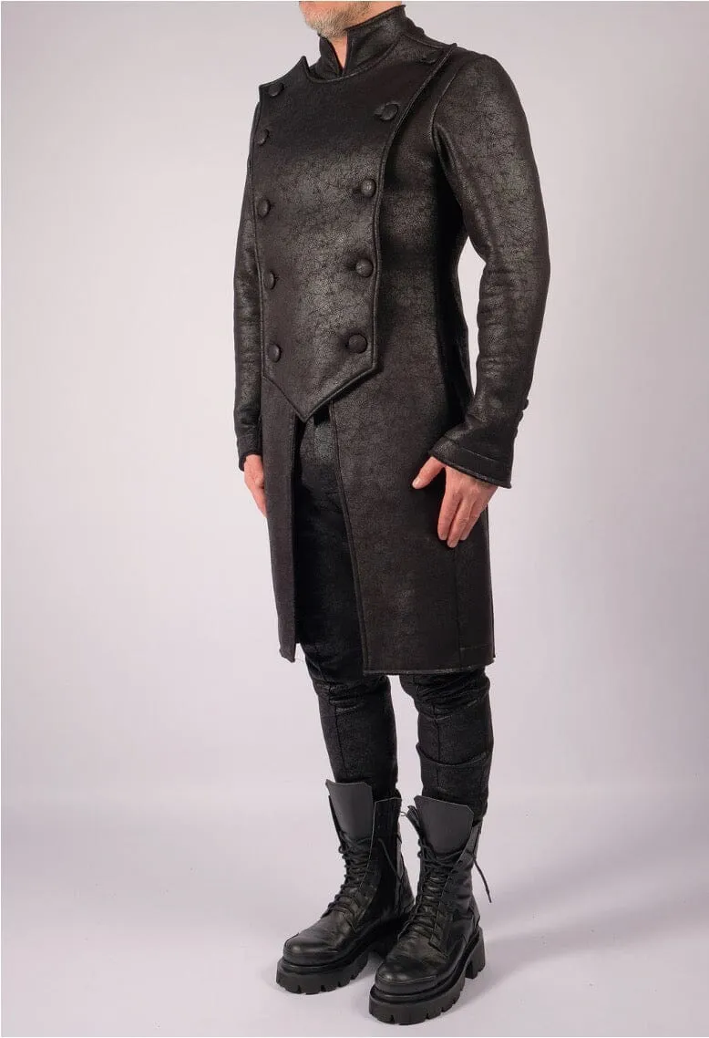 Leather Effect Military Coat