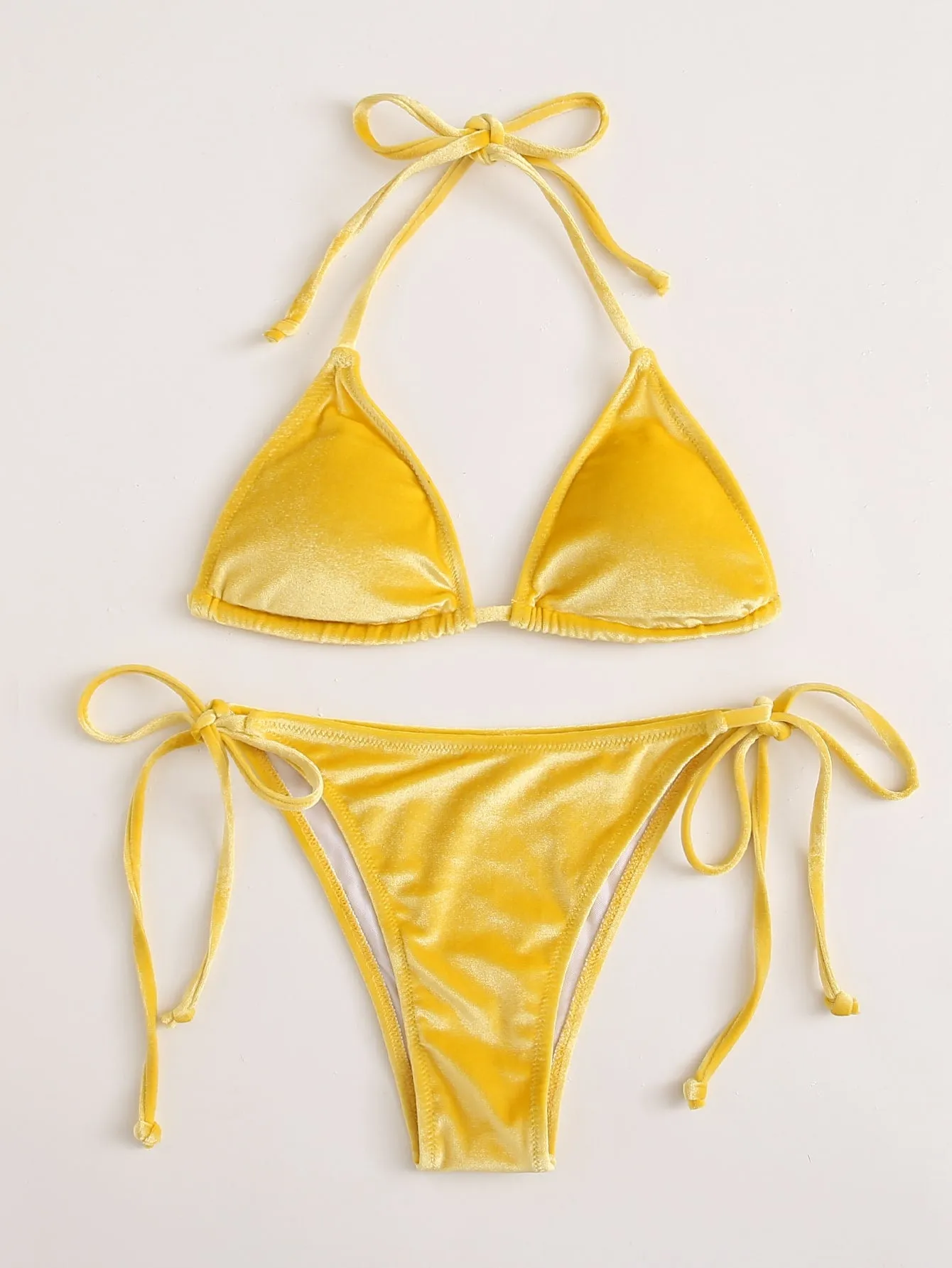 Lemon Velvet Tie Side Bikini