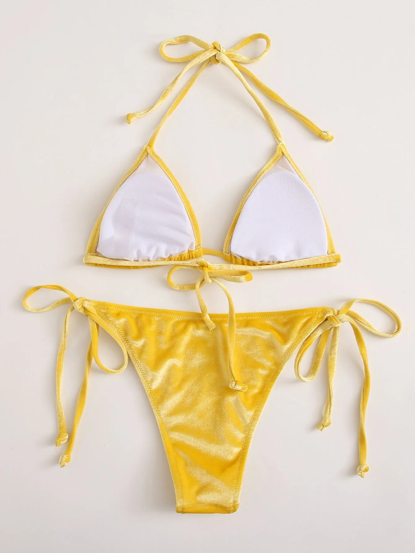 Lemon Velvet Tie Side Bikini