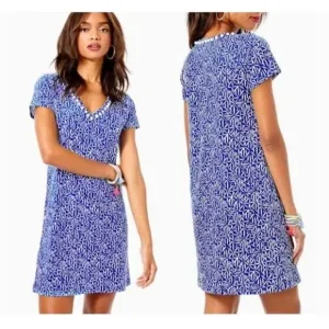 ❤️Lilly Pulitzer Etta pompom trim dress in blue Size XS