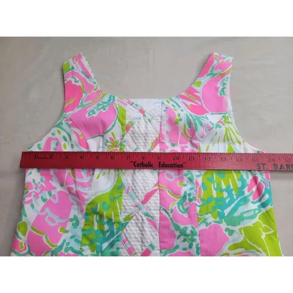 Lilly Pulitzer Floral Sleeveless Zip Straight Shift Dress 100% Cotton - Size 0