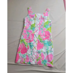 Lilly Pulitzer Floral Sleeveless Zip Straight Shift Dress 100% Cotton - Size 0