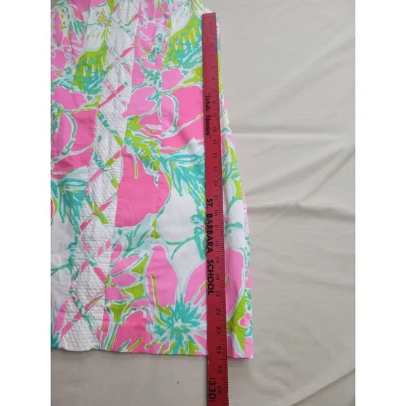 Lilly Pulitzer Floral Sleeveless Zip Straight Shift Dress 100% Cotton - Size 0