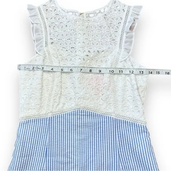 Lilly Pulitzer Maya Coastal Eyelet Striped Seersucker Shift Dress Women’s Sz 00
