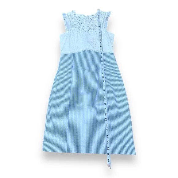 Lilly Pulitzer Maya Coastal Eyelet Striped Seersucker Shift Dress Women’s Sz 00