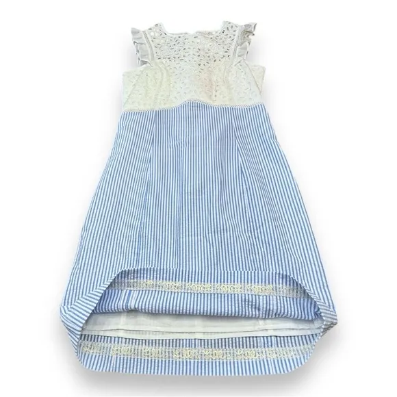 Lilly Pulitzer Maya Coastal Eyelet Striped Seersucker Shift Dress Women’s Sz 00