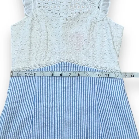 Lilly Pulitzer Maya Coastal Eyelet Striped Seersucker Shift Dress Women’s Sz 00