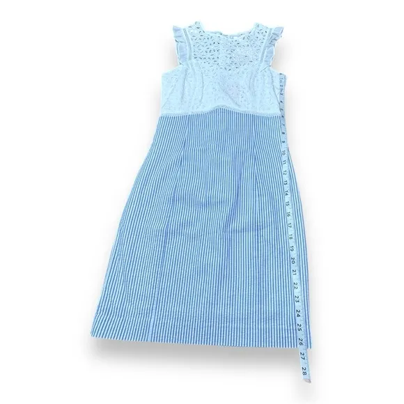 Lilly Pulitzer Maya Coastal Eyelet Striped Seersucker Shift Dress Women’s Sz 00