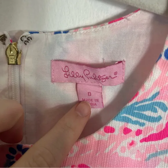 Lilly Pulitzer Mila Shift Dress Aquadesiac Print Pink Blue Sleeveless Shift 0