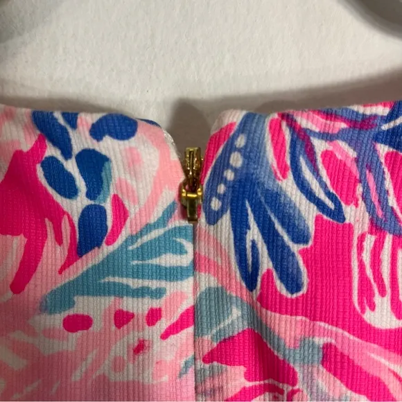 Lilly Pulitzer Mila Shift Dress Aquadesiac Print Pink Blue Sleeveless Shift 0