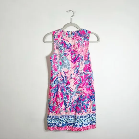 Lilly Pulitzer Mila Shift Dress Aquadesiac Print Pink Blue Sleeveless Shift 0