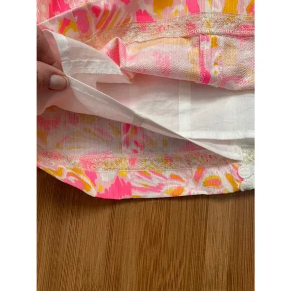 Lilly pulitzer sofia dress ooh la pink coral orange lace white 0