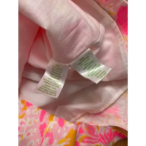 Lilly pulitzer sofia dress ooh la pink coral orange lace white 0