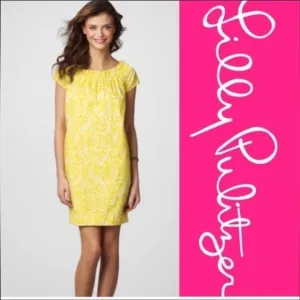 Lilly Pulitzer Starburst Yellow White Starburst Stamped Sullivan Shift Dress