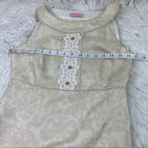Lilly Pulitzer Women's Gold Metallic Brocade Shift Dress and Jacket Size 2 &amp; 0