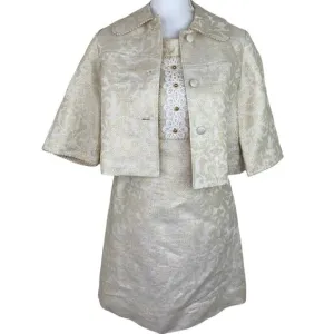 Lilly Pulitzer Women's Gold Metallic Brocade Shift Dress and Jacket Size 2 &amp; 0