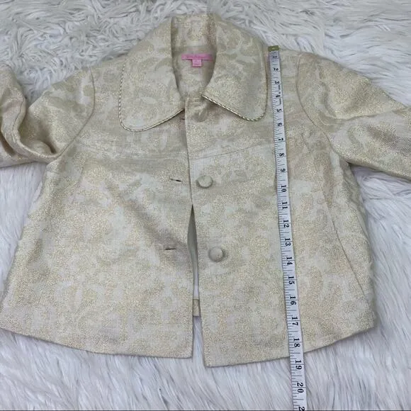 Lilly Pulitzer Women's Gold Metallic Brocade Shift Dress and Jacket Size 2 &amp; 0