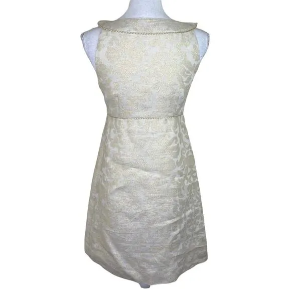 Lilly Pulitzer Women's Gold Metallic Brocade Shift Dress and Jacket Size 2 &amp; 0