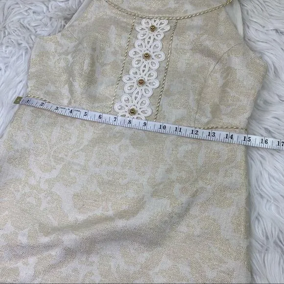 Lilly Pulitzer Women's Gold Metallic Brocade Shift Dress and Jacket Size 2 &amp; 0