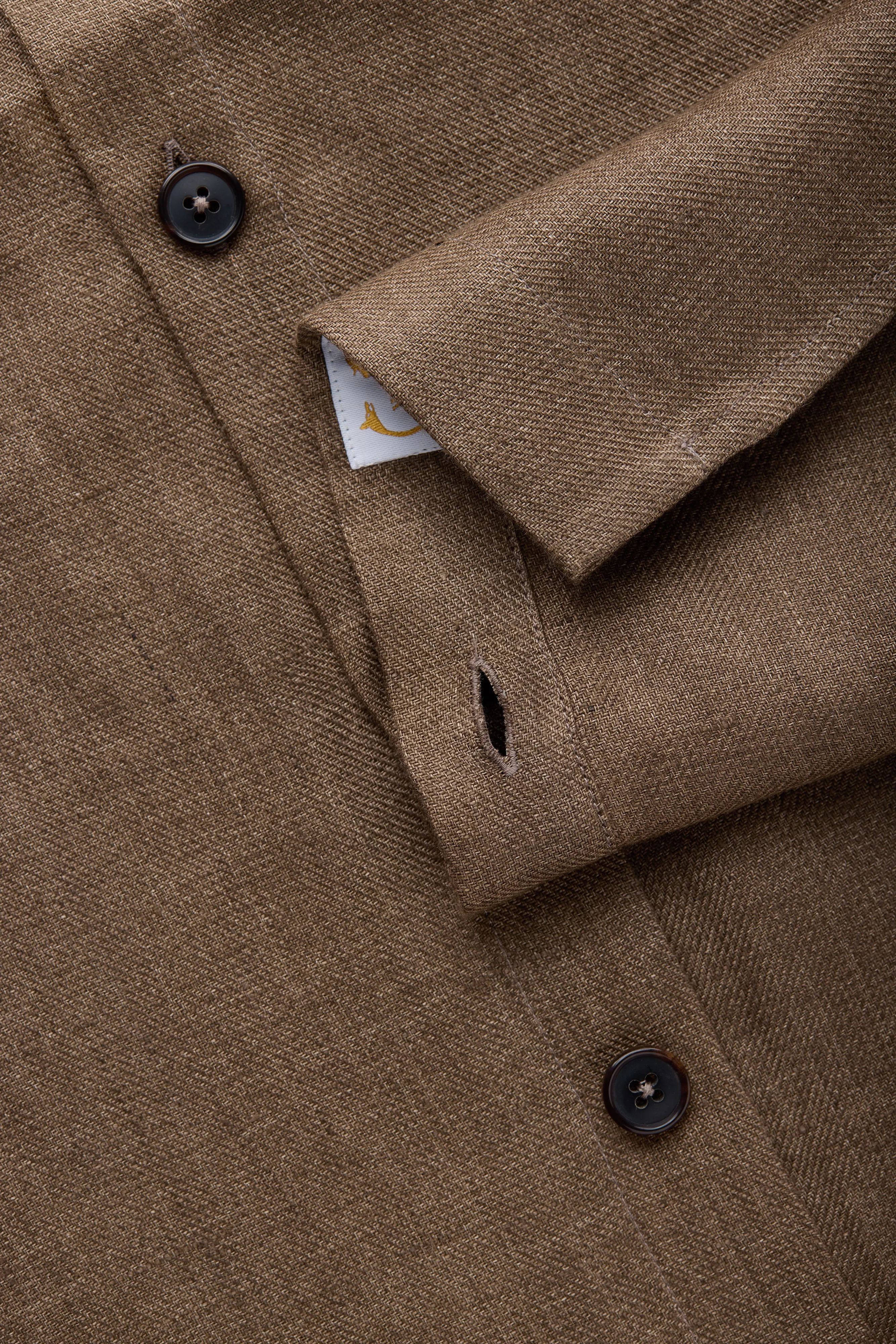 Linen Shirt Jacket Dark Earth