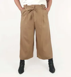 Lorraine tan linen mix wide leg pants size 16