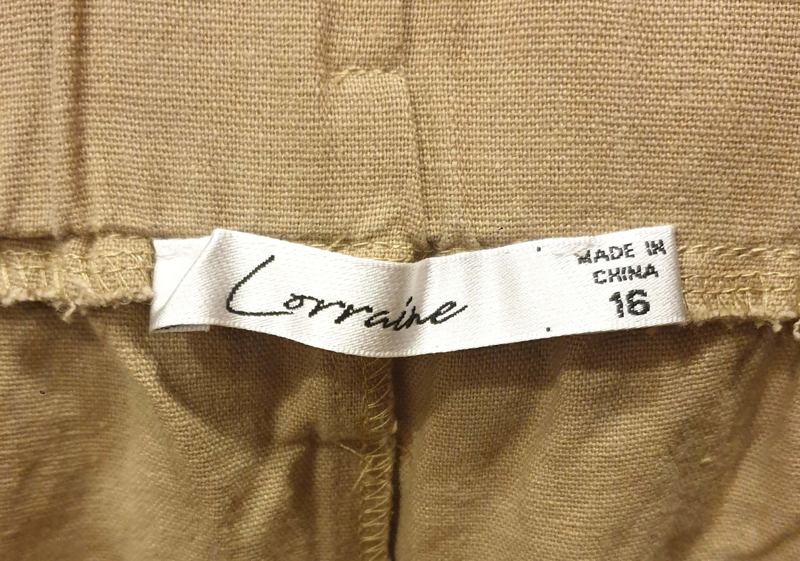 Lorraine tan linen mix wide leg pants size 16