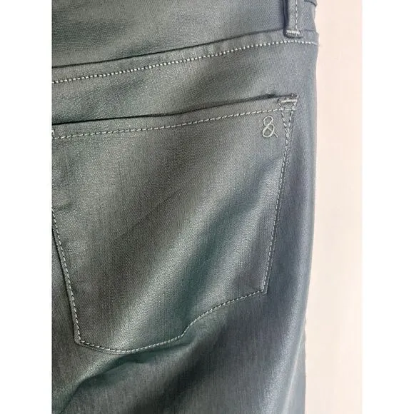 Lou &amp; Grey Womens 4 27 Modern Skinny Ankle Coated Dark Green Pants Cuff Zip