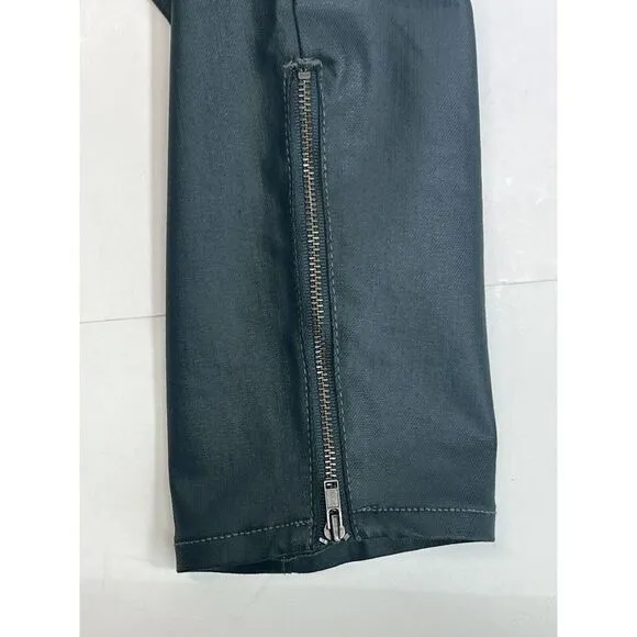 Lou &amp; Grey Womens 4 27 Modern Skinny Ankle Coated Dark Green Pants Cuff Zip