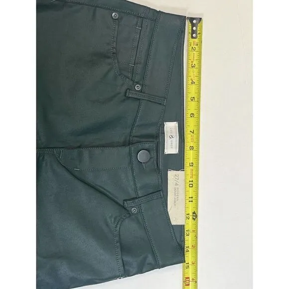 Lou &amp; Grey Womens 4 27 Modern Skinny Ankle Coated Dark Green Pants Cuff Zip