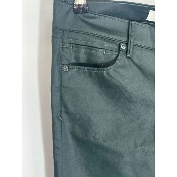 Lou &amp; Grey Womens 4 27 Modern Skinny Ankle Coated Dark Green Pants Cuff Zip