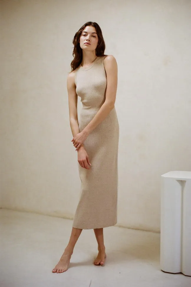 Louisa Sweater Maxi Dress Tan