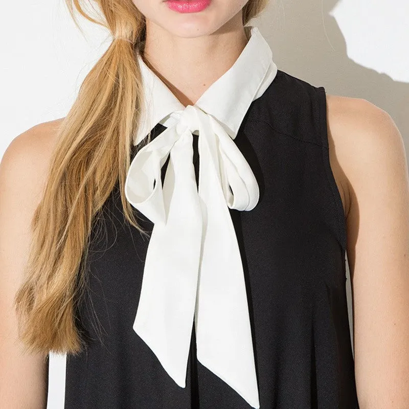Lynn Black A Line Tie Collar Dress