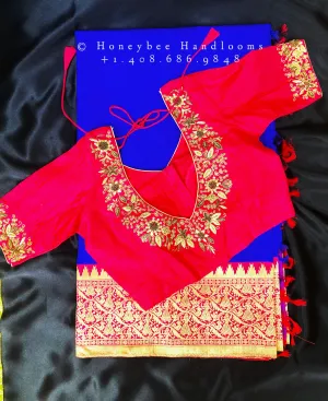 Lyte weight Pattu Sarees online,South Indian Sarees,Pure Silk Sarees,Kanjivaram Saree,kanchi pattu saree,Zari saree,Blue saree - NIHIRA