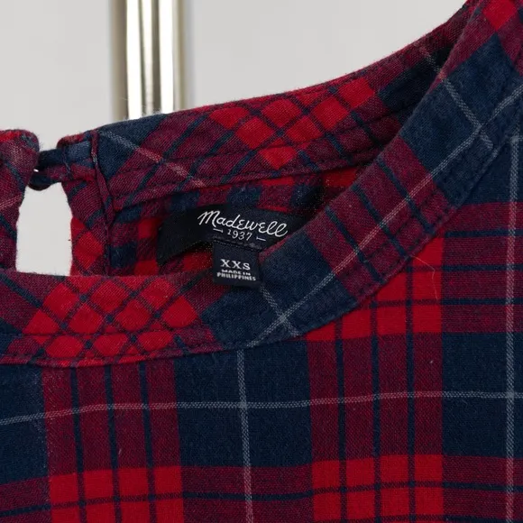 Madewell Edina Tee Shirt Mini Plaid Check Dress Flannel size XXS
